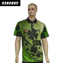 Customisez le polo de trèfle à quatre feuilles des hommes de haute qualité (100% polyester), polo vert